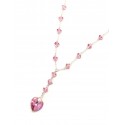 Collar de Plata cristal 7mm rosa corazon 45cm