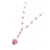 Collar de Plata cristal 7mm rosa corazon 45cm