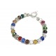 Pulsera de acero plateado cristal con argolla 7mm 18cm