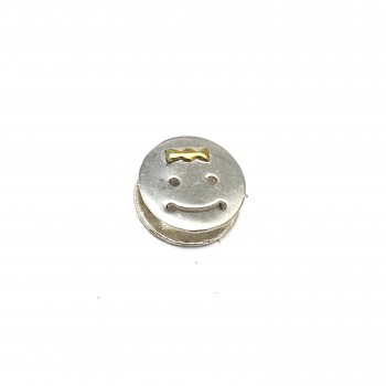 Dije carita con moño de oro 10mm