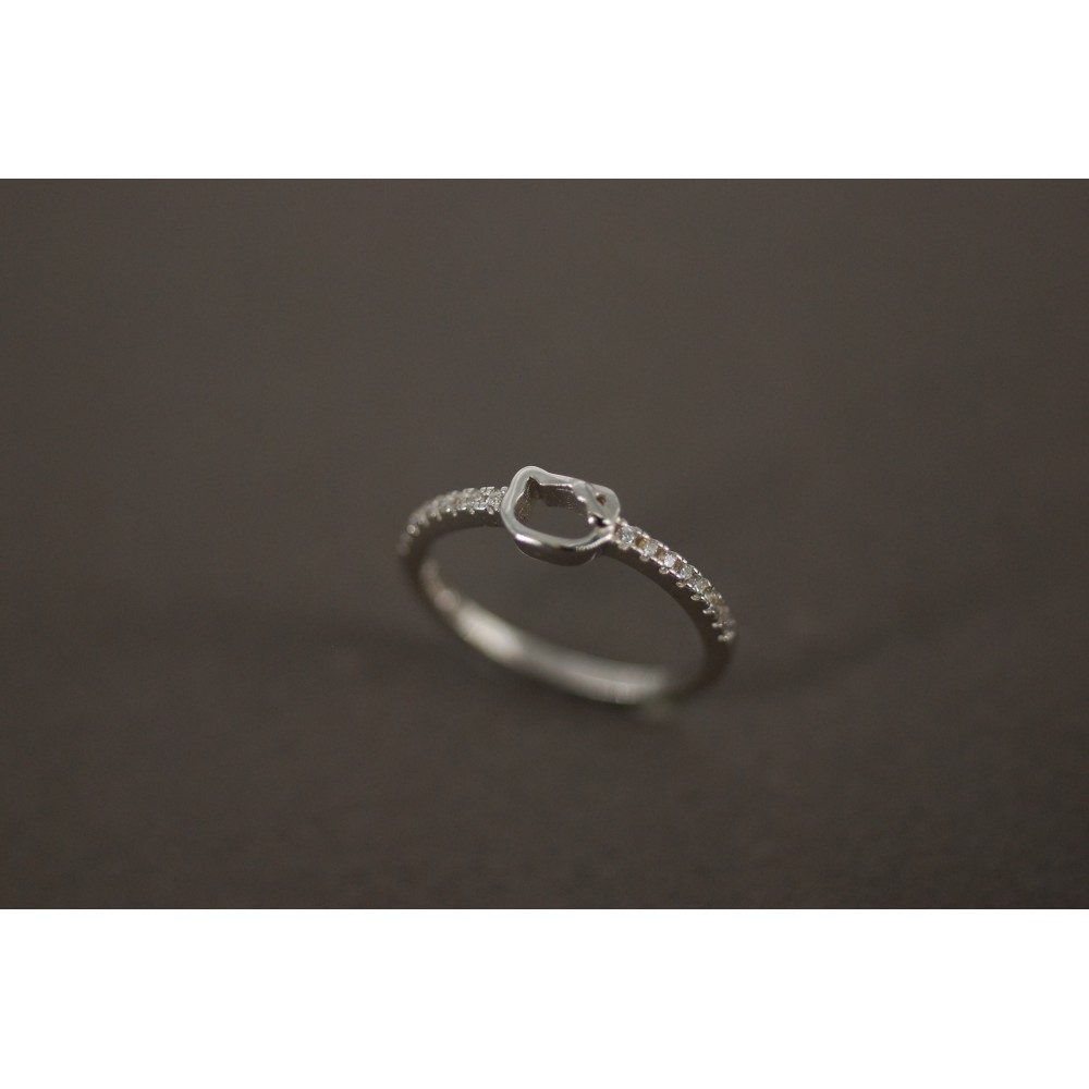 Anillo de Plata cara kitty calada micropave